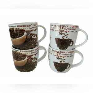Set of 4 Ceramic Mugs 10 Ounce Cups New